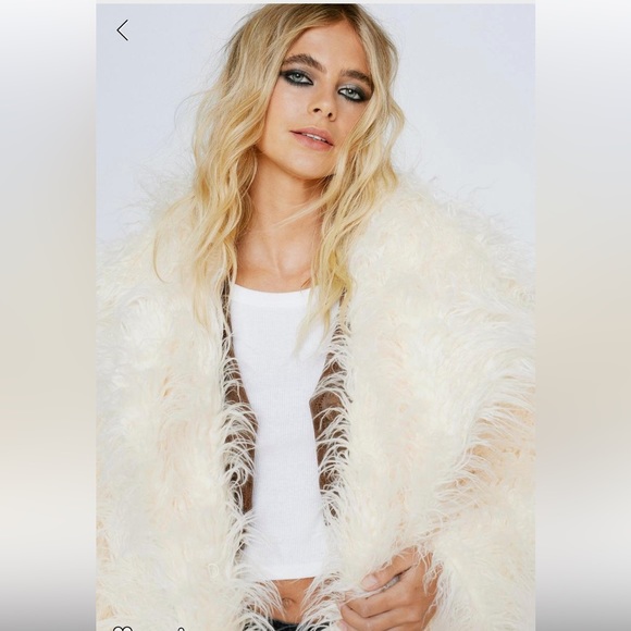 Nasty Gal Oversized Mongolian Fur Coat size 12 - Picture 2 of 4